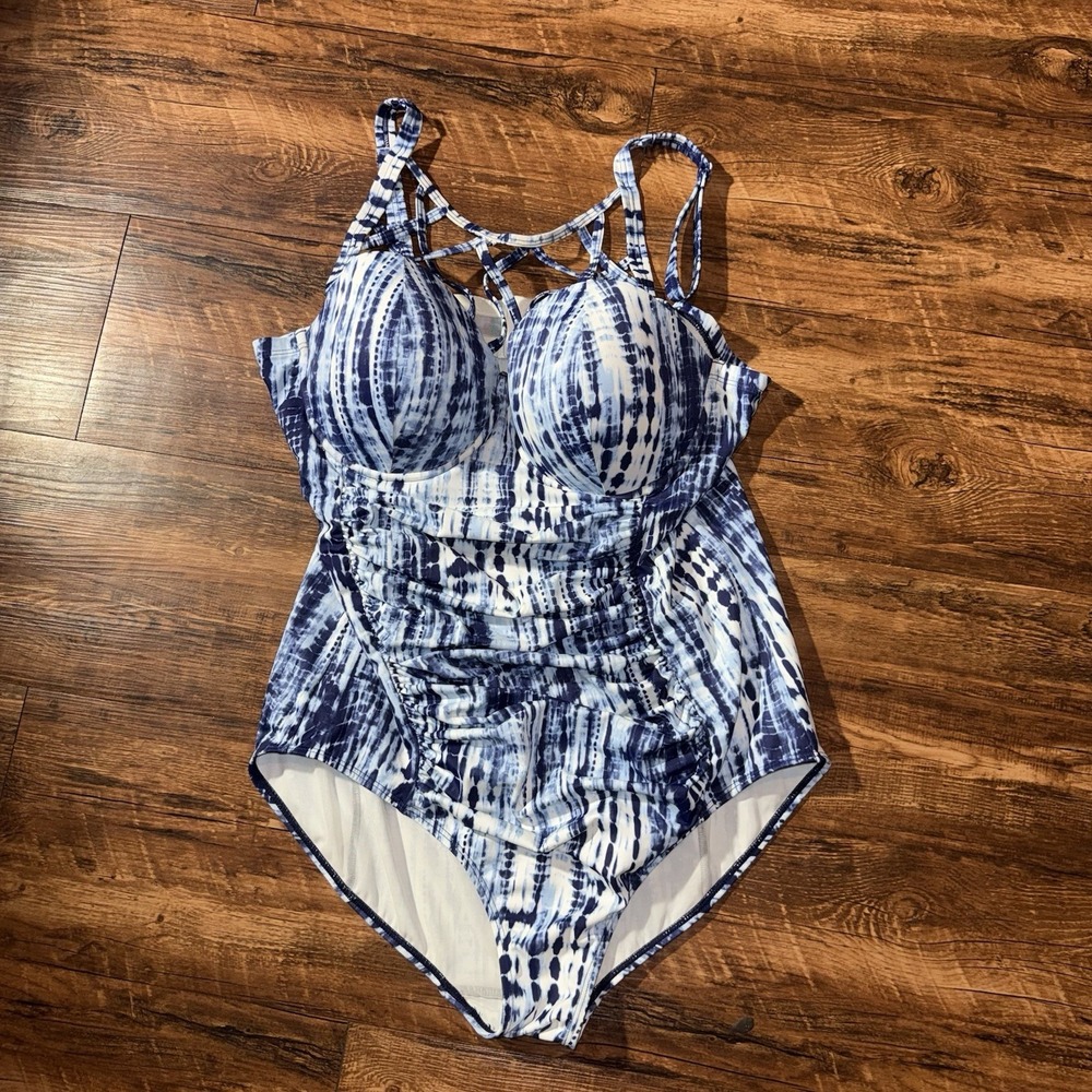 Torrid Blue Tie dye One Piece Swimsuit NO SIZE Womens XL